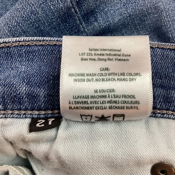 Edwin Elin Crop Straight Jeans Womens 27 Blue Distressed - Picture 14 of 14